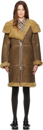 Burberry Brown Relaxed-Fit Shearling Coat