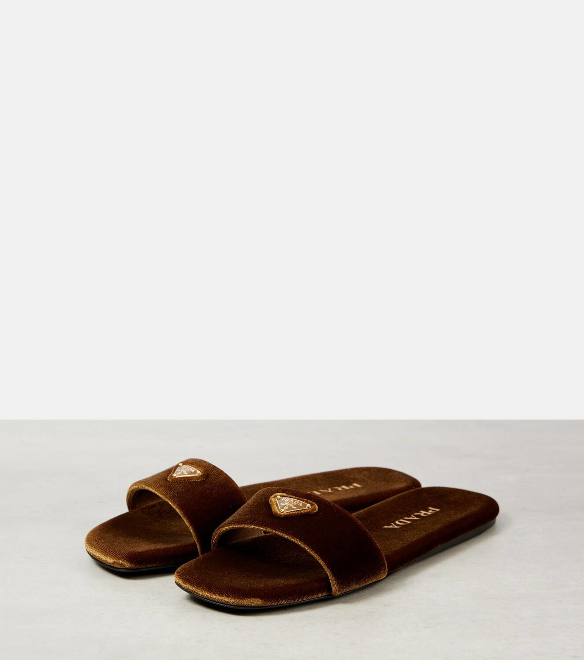 Prada Logo velvet slides