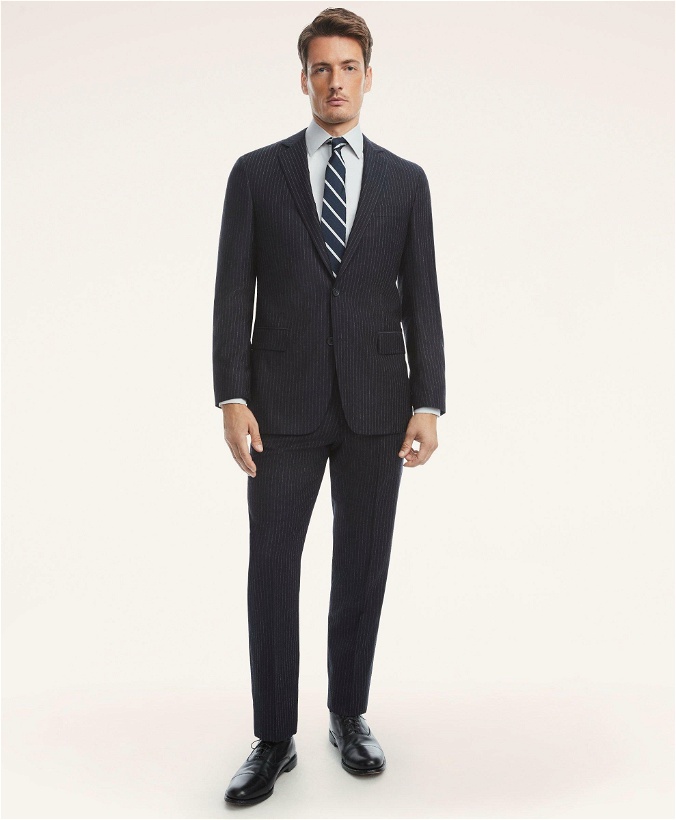 Photo: Brooks Brothers Men's Regent Fit Wool Pinstripe 1818 Suit | Navy