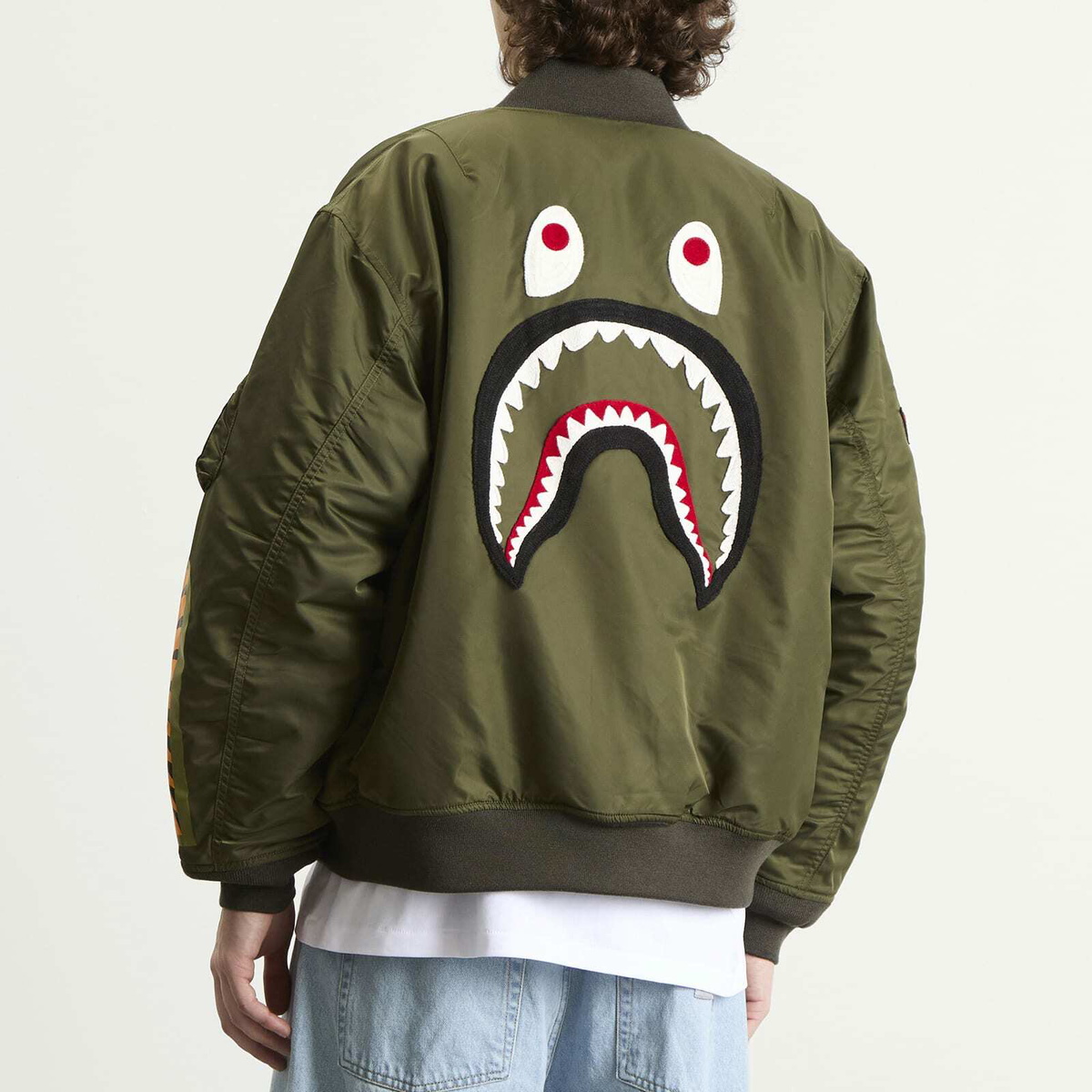 A Bathing Ape Men's Shark MA-1 Jacket in Olive Drab
