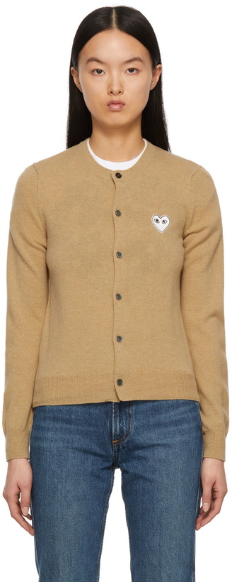 Photo: COMME des GARÇONS PLAY Tan Heart Patch Cardigan