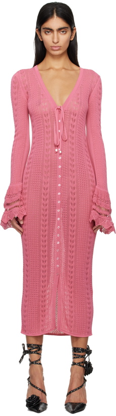 Photo: Blumarine Pink Button Midi Dress