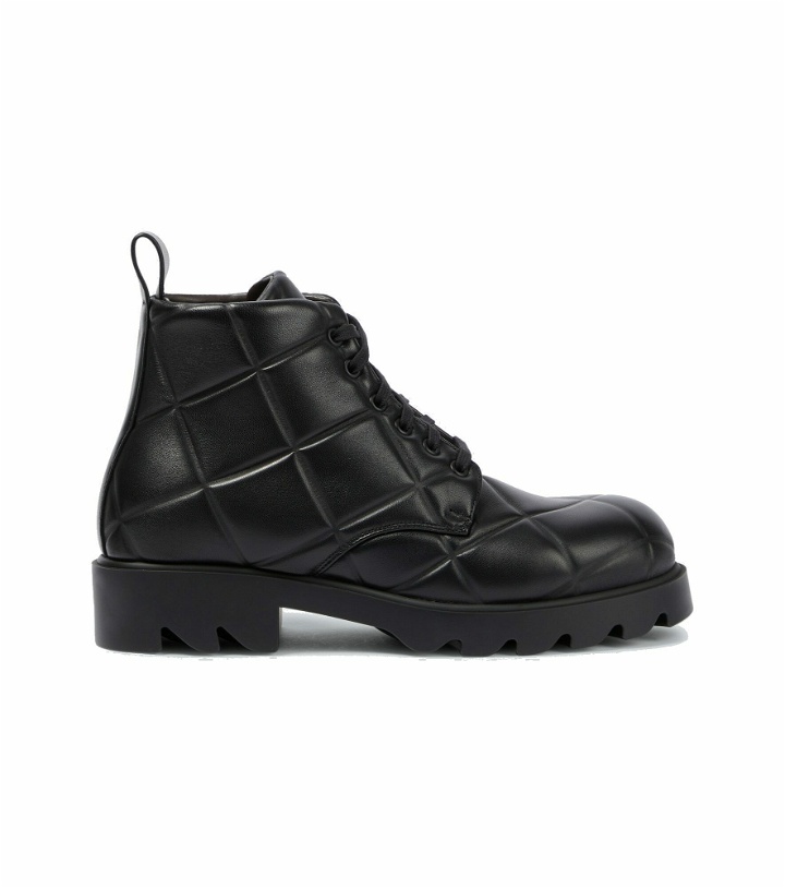Photo: Bottega Veneta - Strut Grid padded leather ankle boots