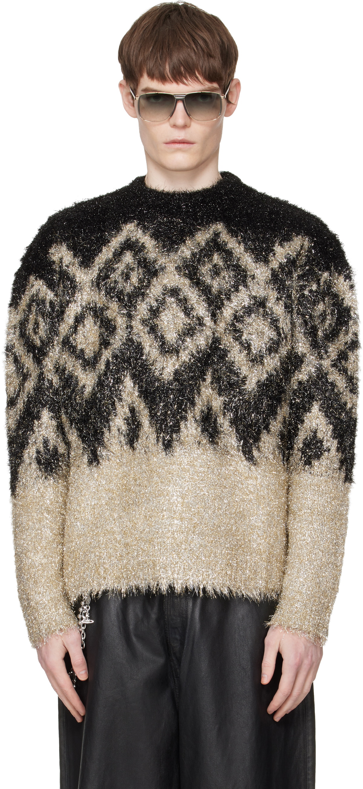 Acne Studios Blue & Beige Jacquard Sweater Acne Studios