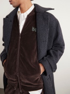 Needles - Logo-Embroidered Striped Cotton-Blend Velour Track Jacket - Brown