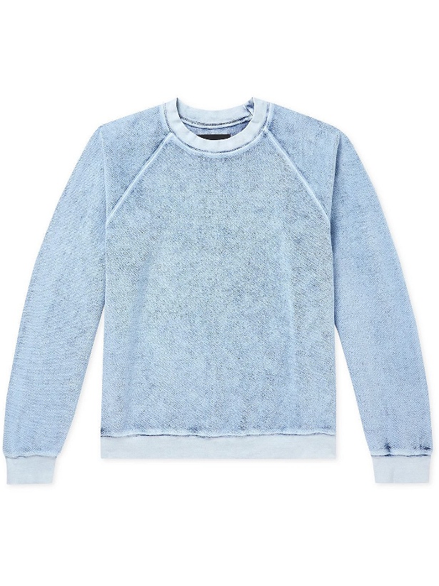 Photo: Les Tien - Acid-Wash Cotton-Fleece Sweatshirt - Blue