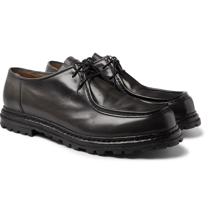 Photo: Officine Creative - Burnished-Leather Derby Shoes - Gray