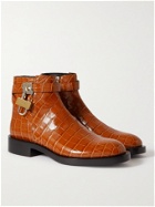 GIVENCHY - Embellished Croc-Effect Leather Chelsea Boots - Brown