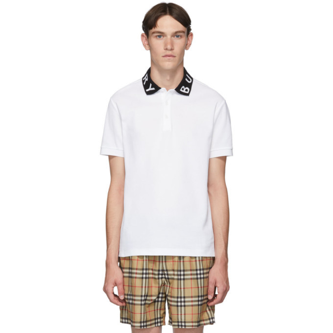 Photo: Burberry White Intarsia Logo Ryland Polo