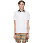 Burberry White Intarsia Logo Ryland Polo