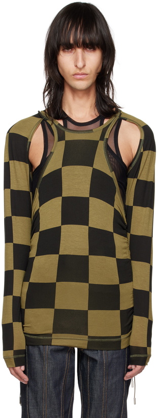 Photo: Parnell Mooney SSENSE Exclusive Khaki & Black Drawstring Long Sleeve T-Shirt