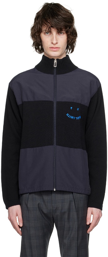 Photo: PS by Paul Smith Navy Happy Zip-Up Hoodie