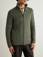 Purdey - Burlington Cable-Knit Wool and Cashmere Zip-Up Cardigan - Green
