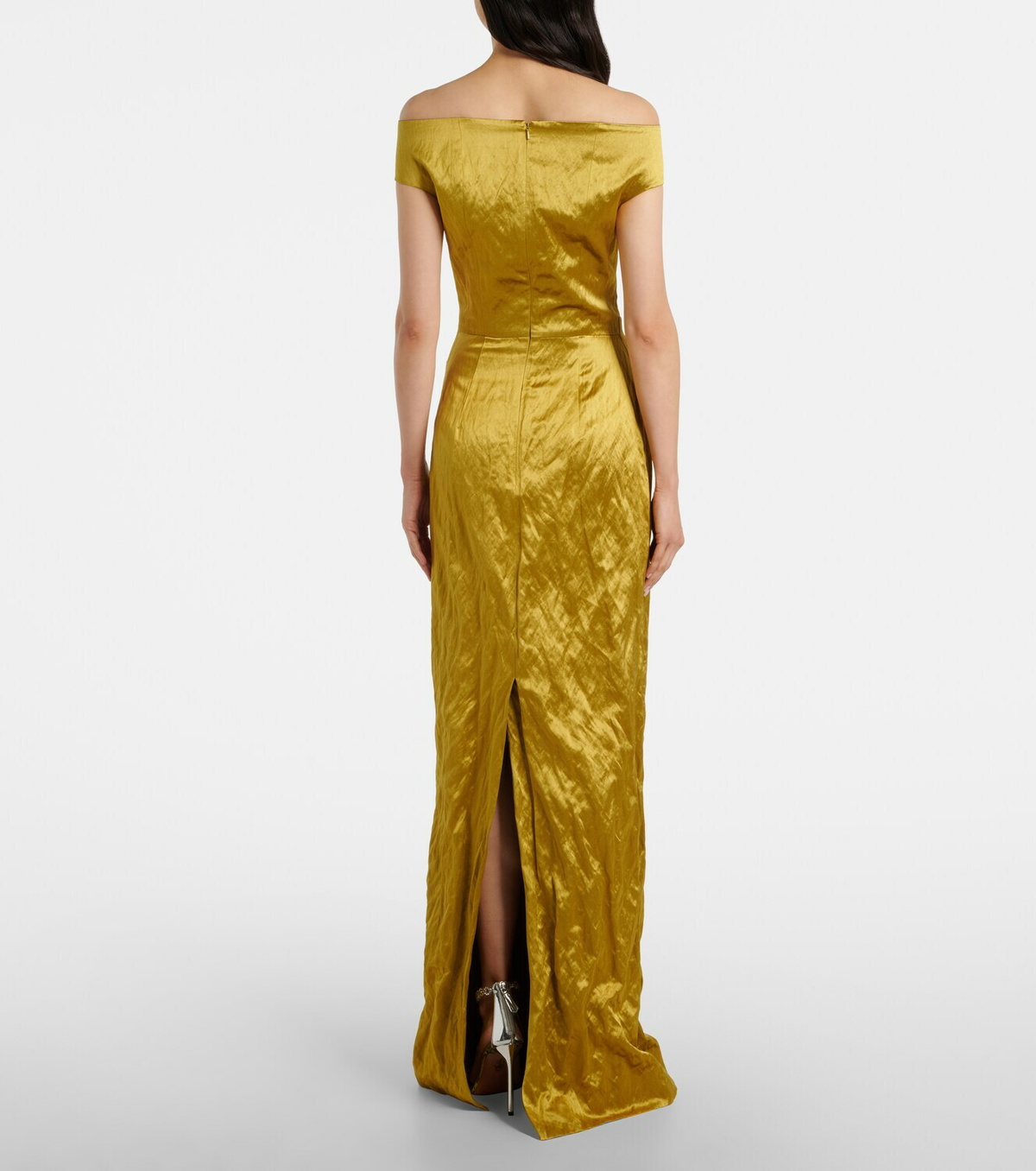 Erdem Embellished off-shoulder satin gown