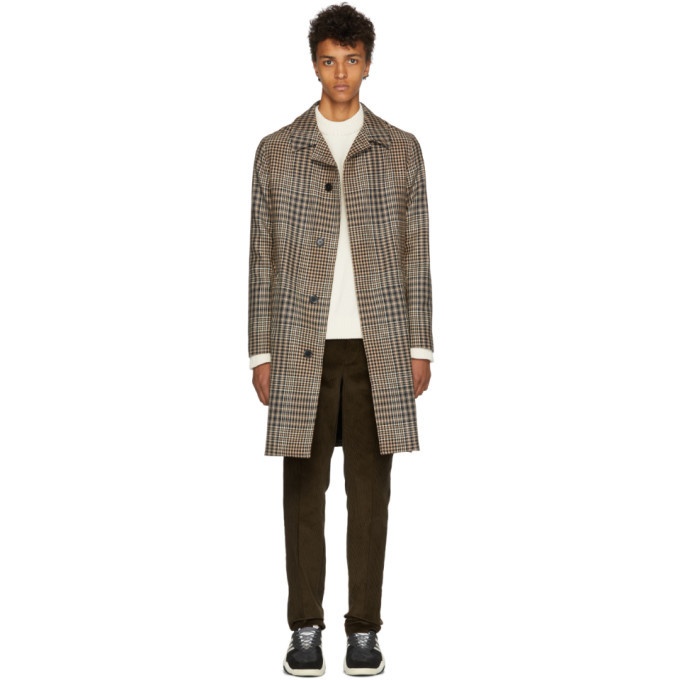 Photo: AMI Alexandre Mattiussi Black and Beige Houndstooth Check Belted Coat