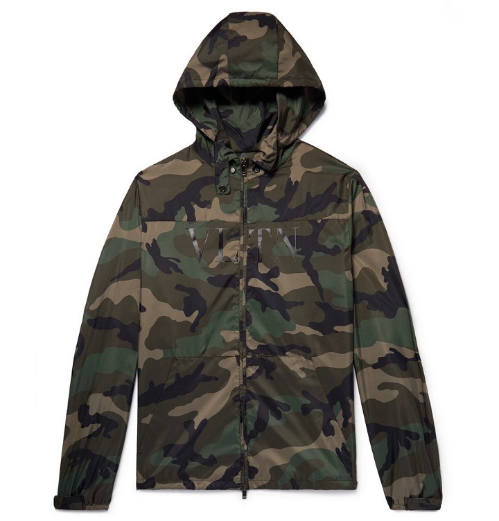 Photo: Valentino - Camouflage-Print Shell Hooded Jacket - Men - Army green