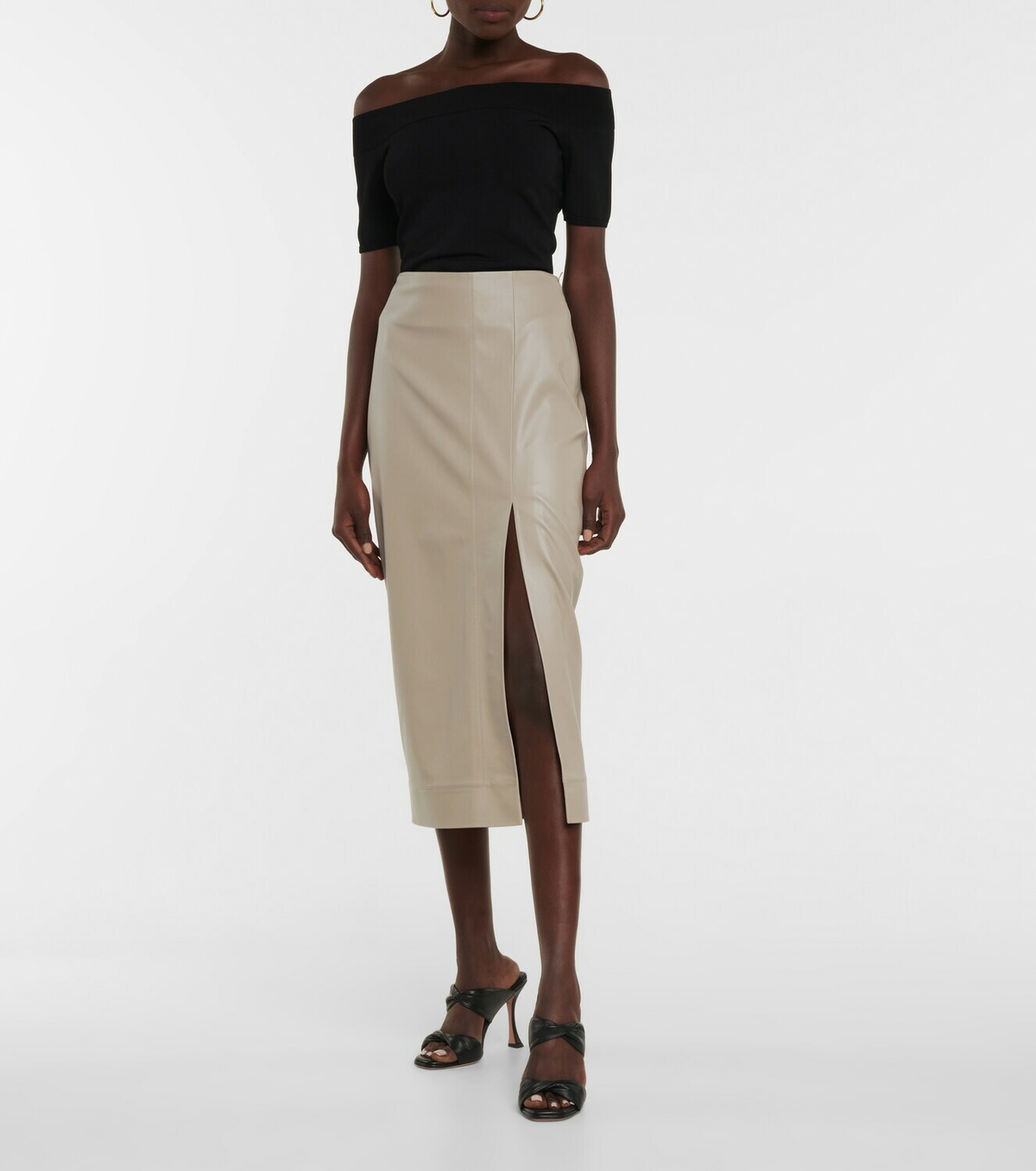 Safiyaa Madelle faux leather midi skirt