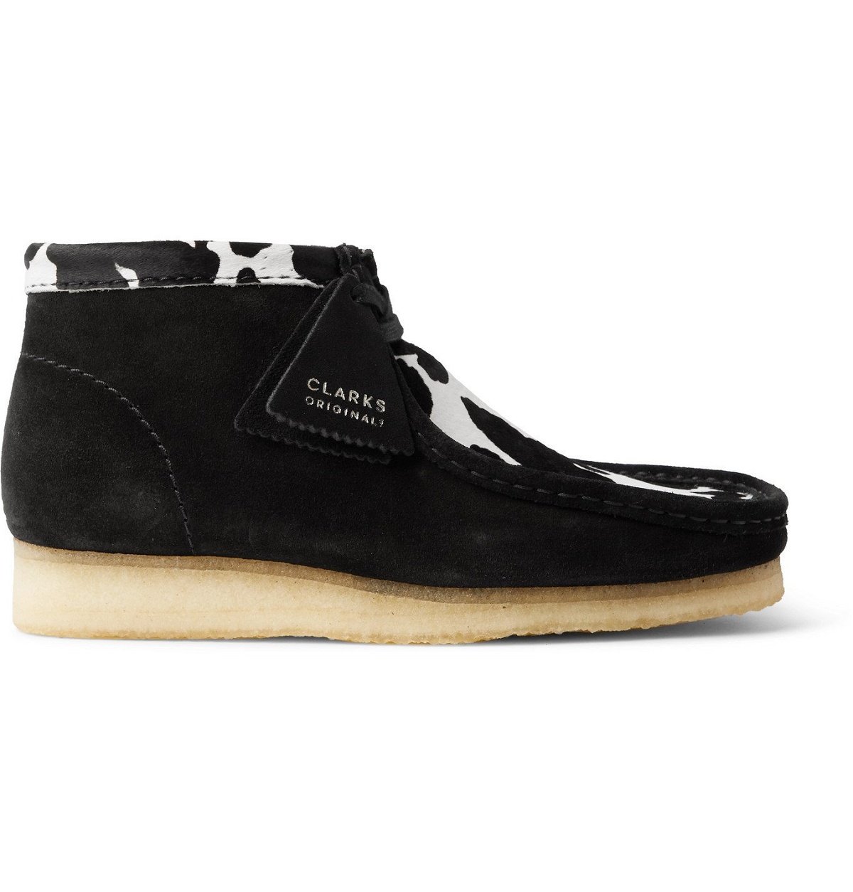 Clarks Originals - Wallabee Suede and Cow-Print Faux Pony Hair Desert ...