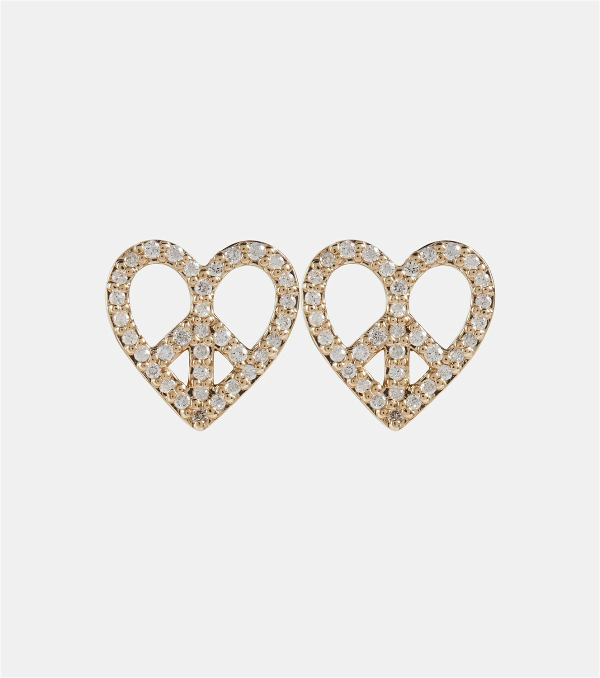Sydney Evan Peace Heart 14kt gold earrings with diamonds