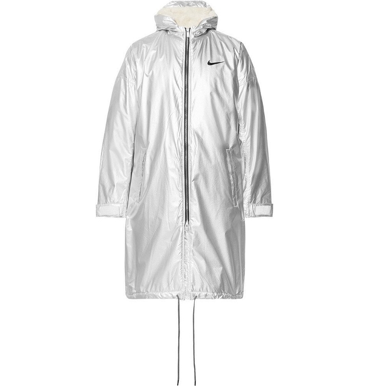 Photo: Nike - Fear of God NRG Ti Oversized Sherpa-Lined Textured-Nylon Hooded Parka - Men - Silver