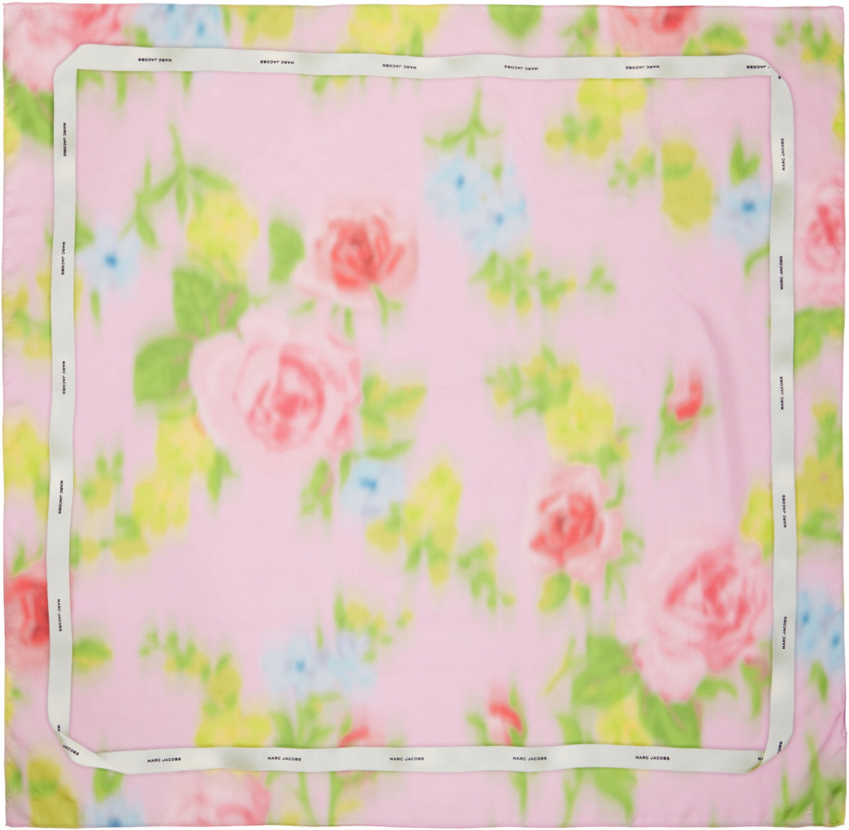 Marc Jacobs Pink Blurred Floral Silk Scarf