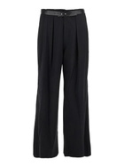 Juun.J Black Trousers With Built-in Belt And Pleated Design In Wool Blend Man