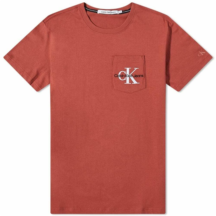 Photo: Calvin Klein Men's Monogram Logo Pocket T-Shirt in Terracotta