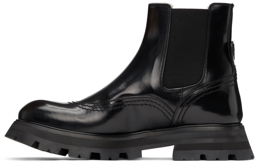 black patent brogue boots