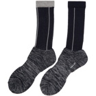 Sacai Navy and Grey Pinstripe Socks
