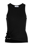 Rabanne Ruched Ribbed Stretch-cotton Tank Black