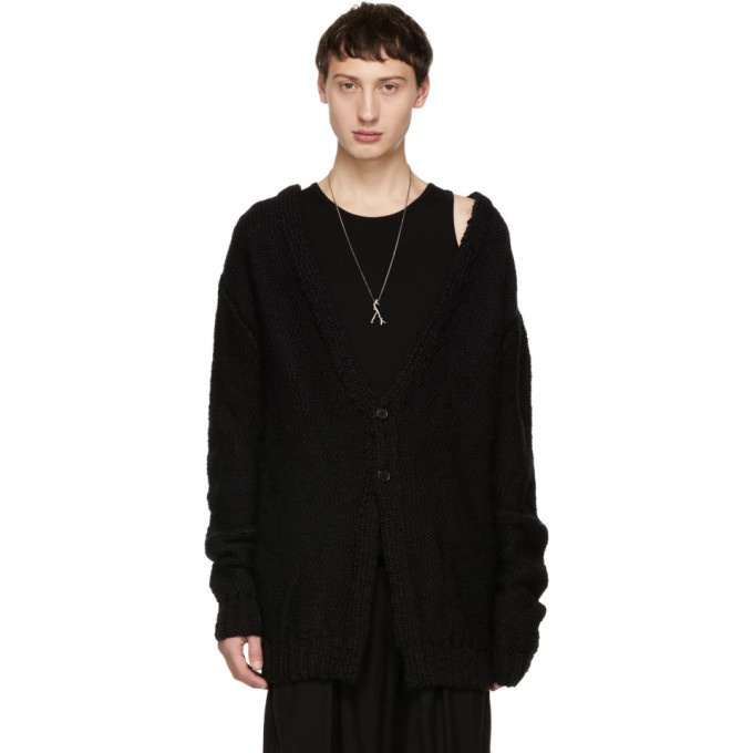 Photo: Ann Demeulemeester Black Hand Knit Moby Cardigan