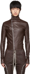 Rick Owens Burgundy Gary Leather Jacket