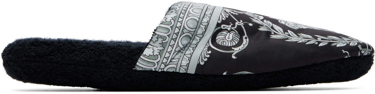Versace Black 'I Heart Baroque' Slippers