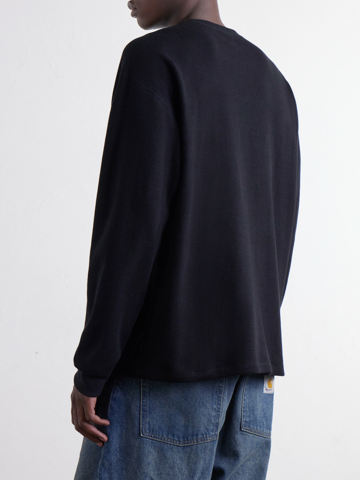 OrSlow - Waffle-Knit Cotton T-Shirt - Black