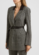 Norma Kamali Printed Belted Stretch-jersey Blazer Black