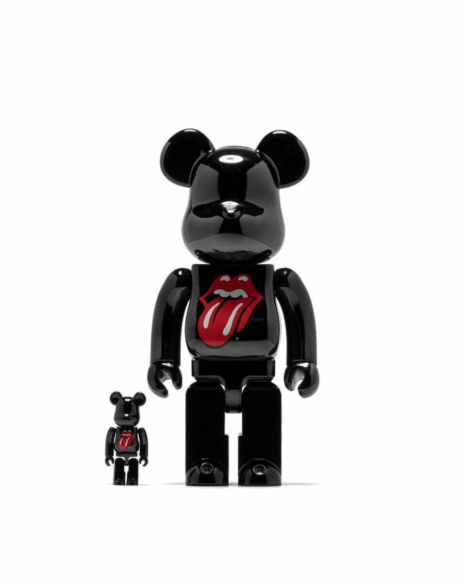 Photo: Medicom Bearbrick 400% The Rolling Stones Logo Black Chrome 2 Pack Black - Mens - Toys