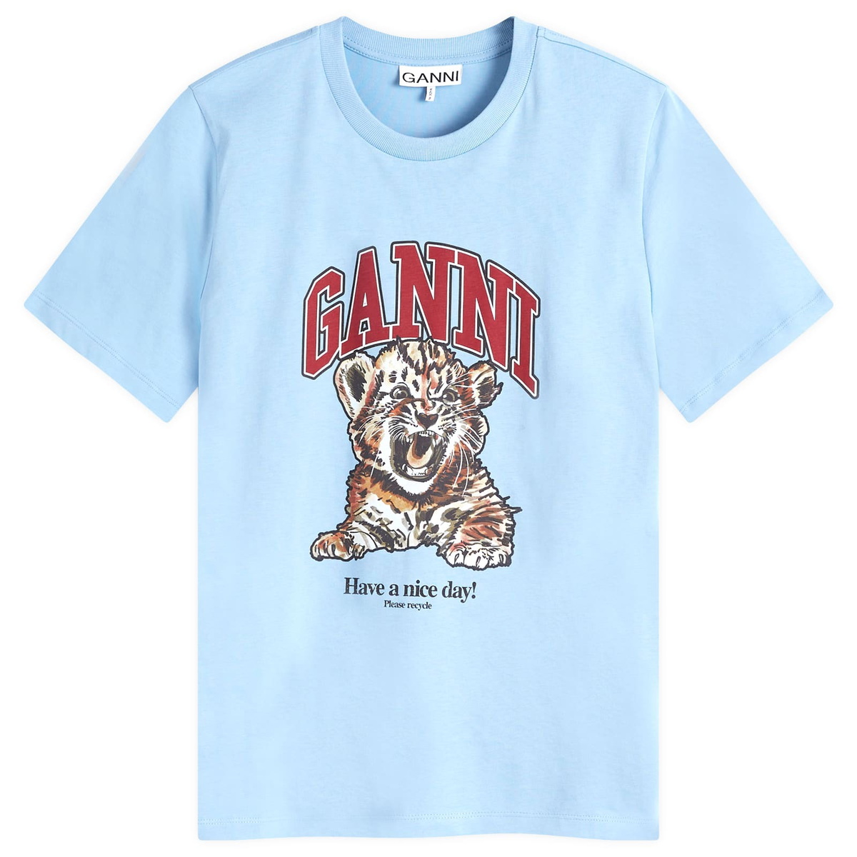 GANNI Tiger ホワイト 半袖 Tシャツ Ganni White Beaded Tiger T-Shirt | Liberty