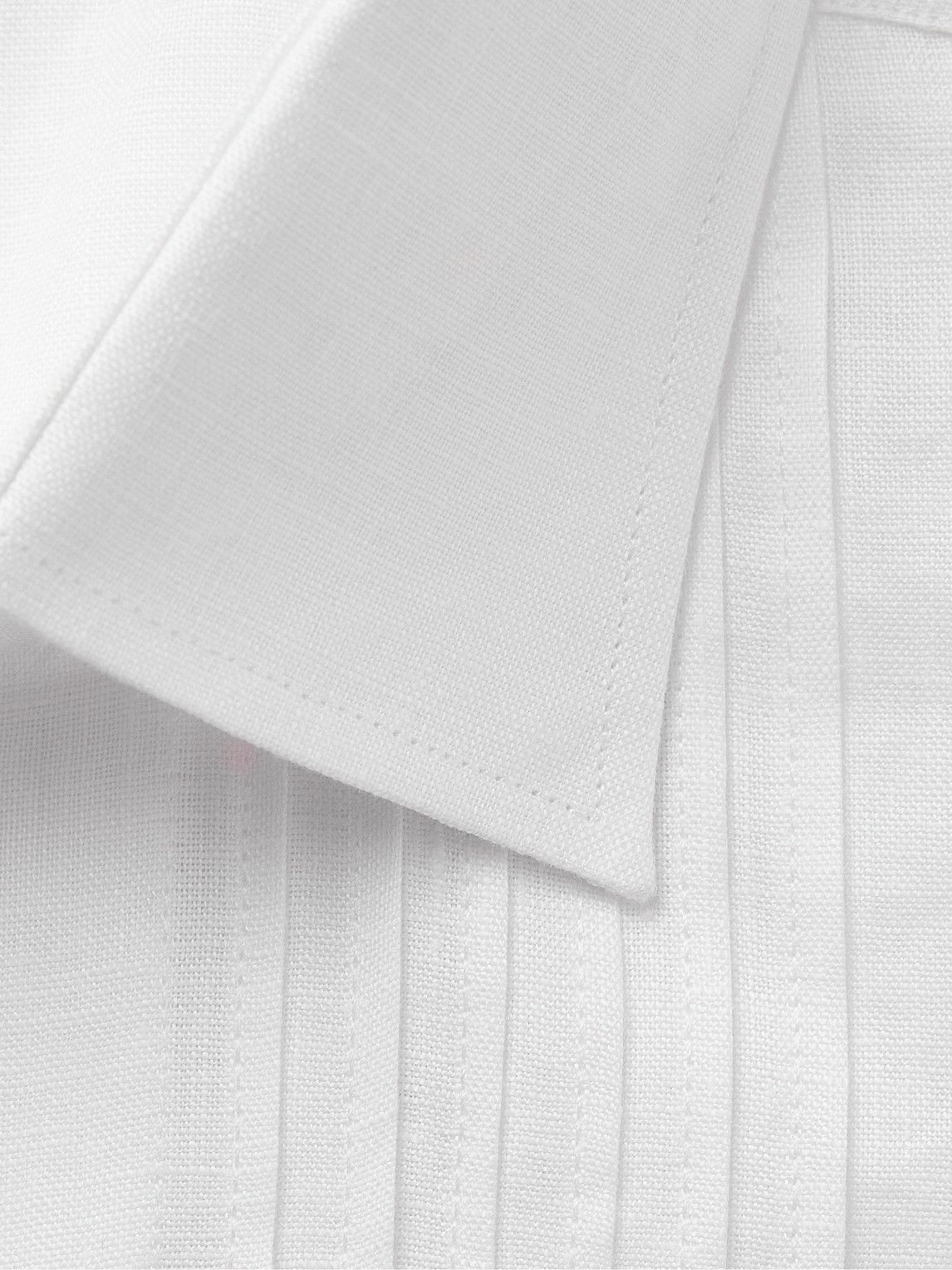 Favourbrook - Pintucked Linen Tuxedo Shirt - White