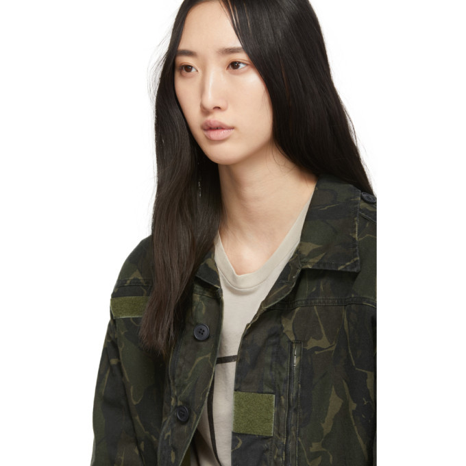 Saint Laurent Khaki Camouflage Military Jacket Saint Laurent