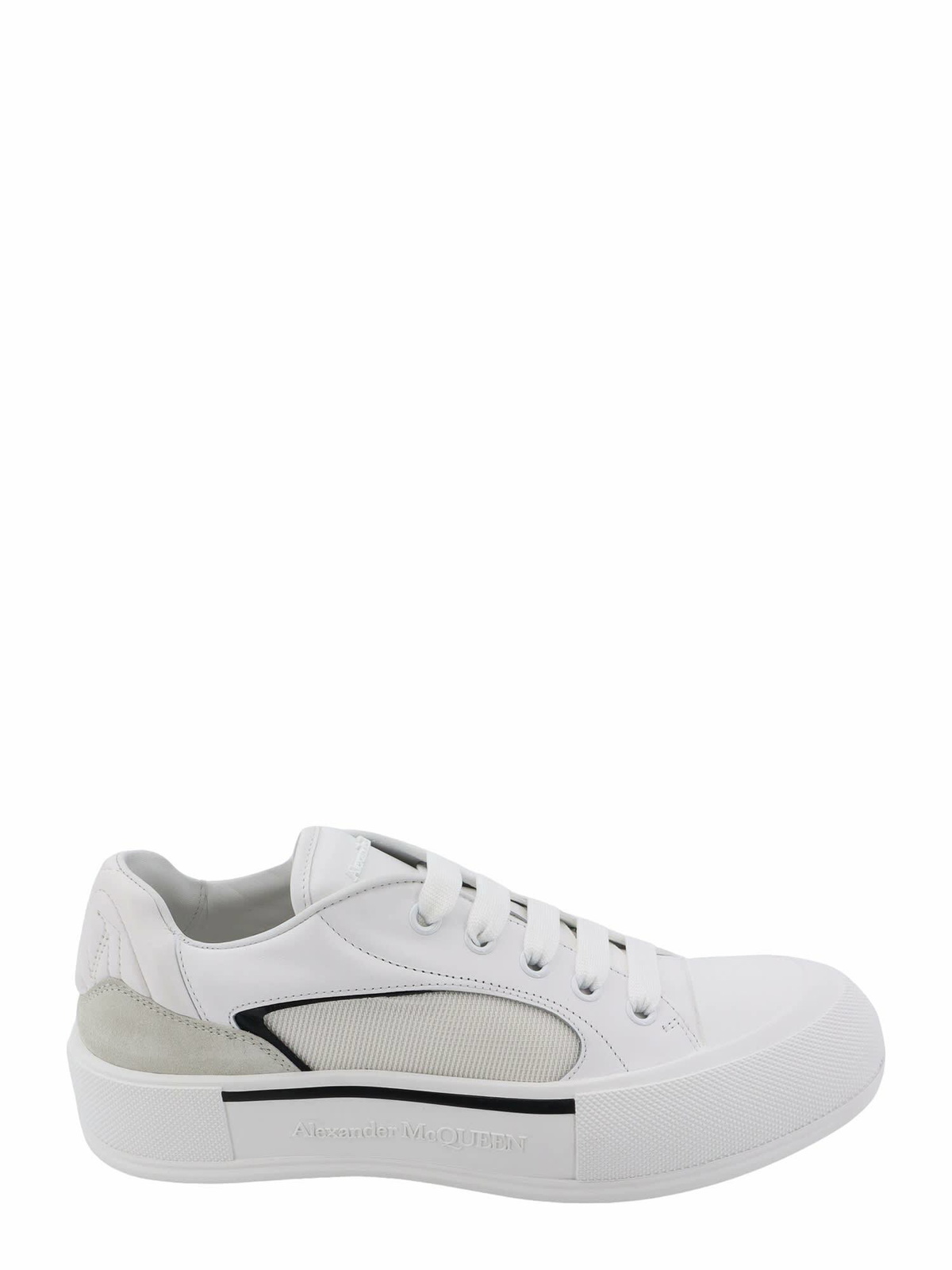 Baskets Alexander McQueen Deck Plimsol - Taille 10,5 US / 44 EU - Blanc Et Noir - Neuf Avec Emballage