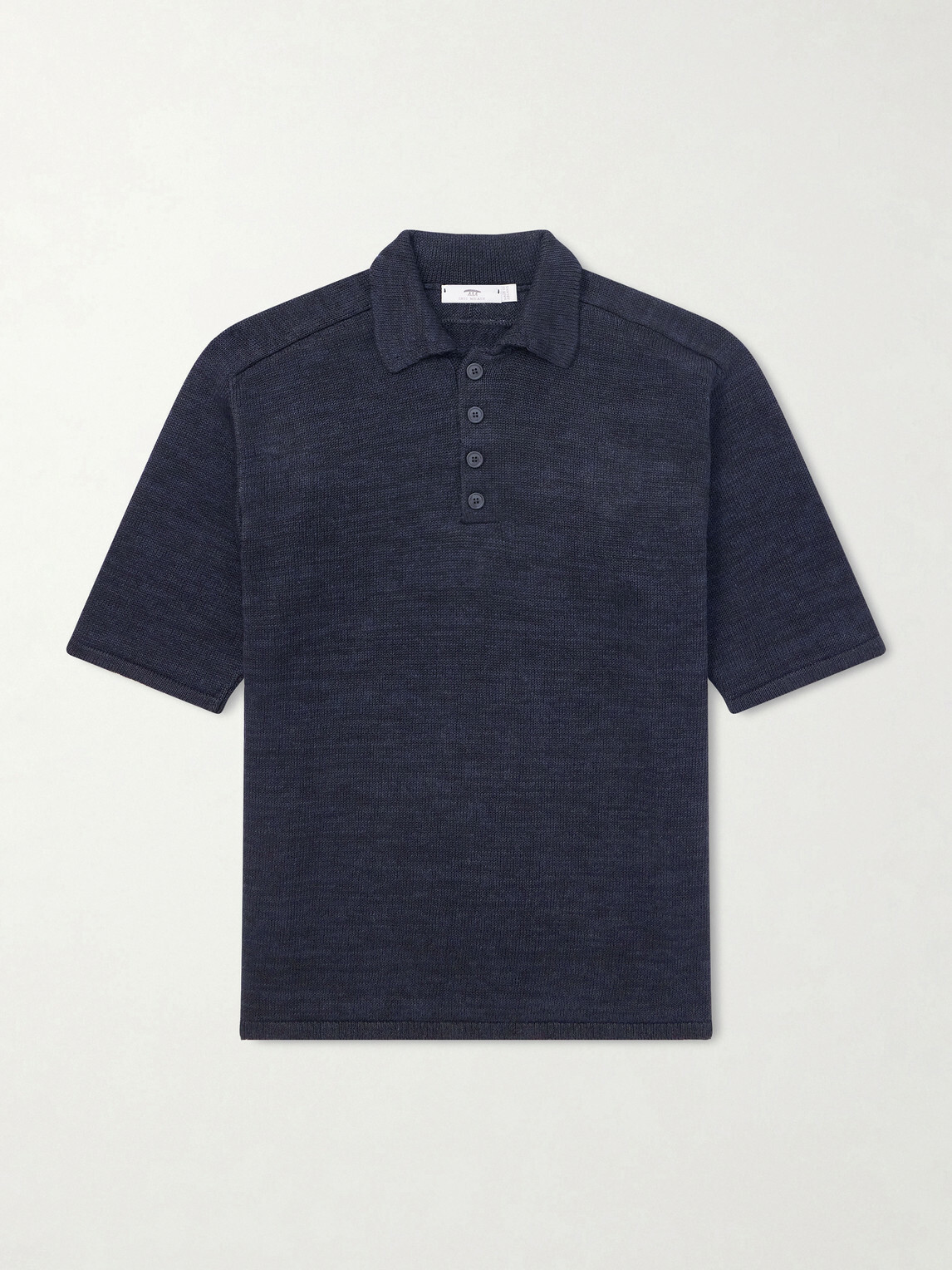 Inis Meáin - Knitted Linen Polo Shirt - Black
