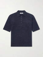 Inis Meáin - Knitted Linen Polo Shirt - Black
