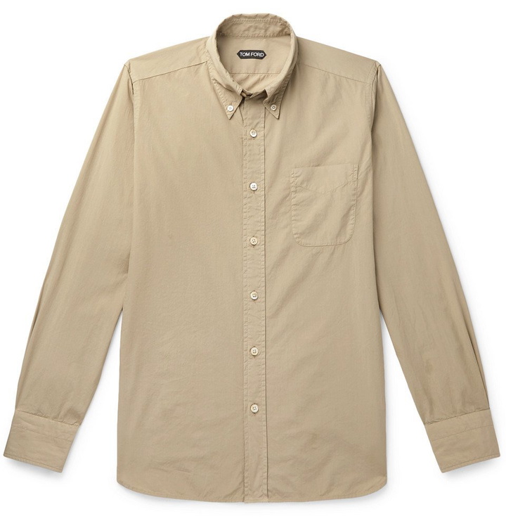 Photo: TOM FORD - Slim-Fit Button-Down Collar Cotton Shirt - Beige