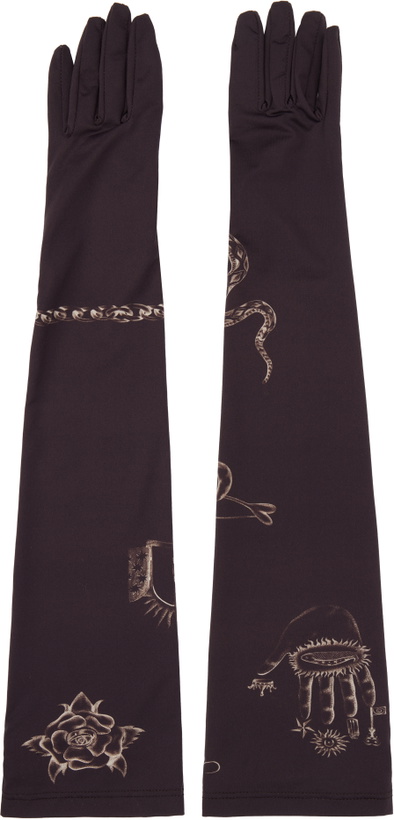 Photo: Marine Serre Brown Tattoo Printed Jersey Gloves