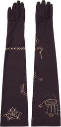 Marine Serre Brown Tattoo Printed Jersey Gloves