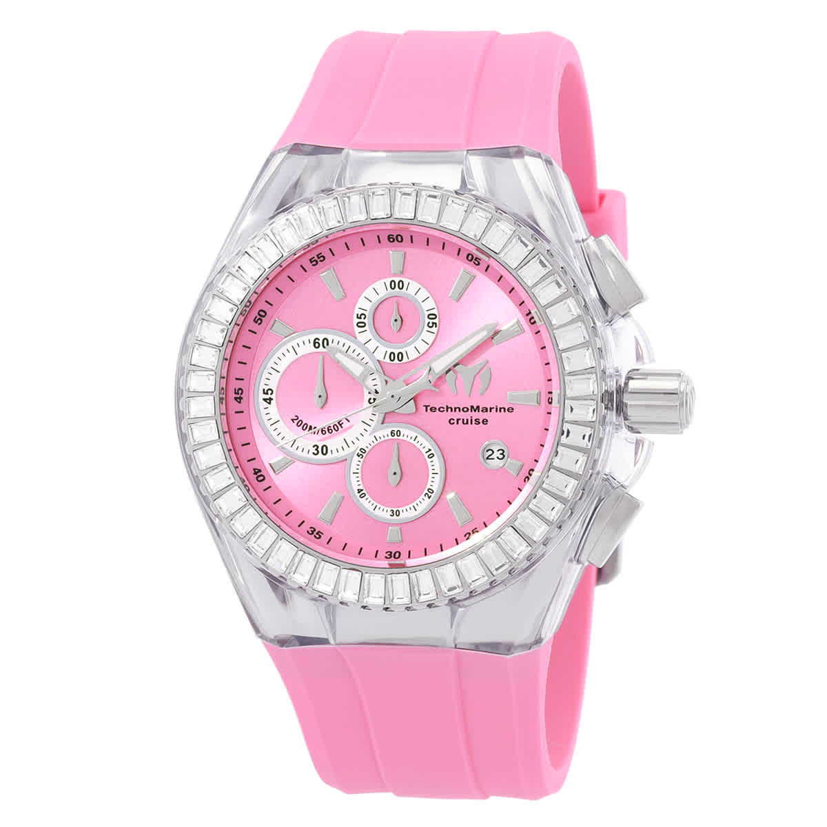 TechnoMarine Pink Dial with White Strap Watch Amazon.com: TechnoMarine Cruise Chronograph Quartz Crystal  main image 3