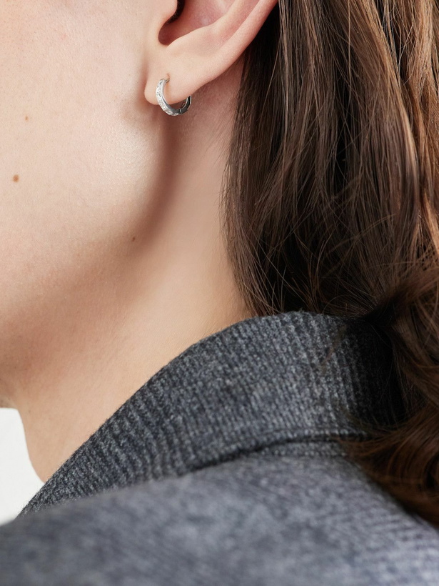 Photo: MARIA TASH - 8mm Invisible Set Baguette Eternity 18-Karat White Gold Diamond Single Hoop Earring