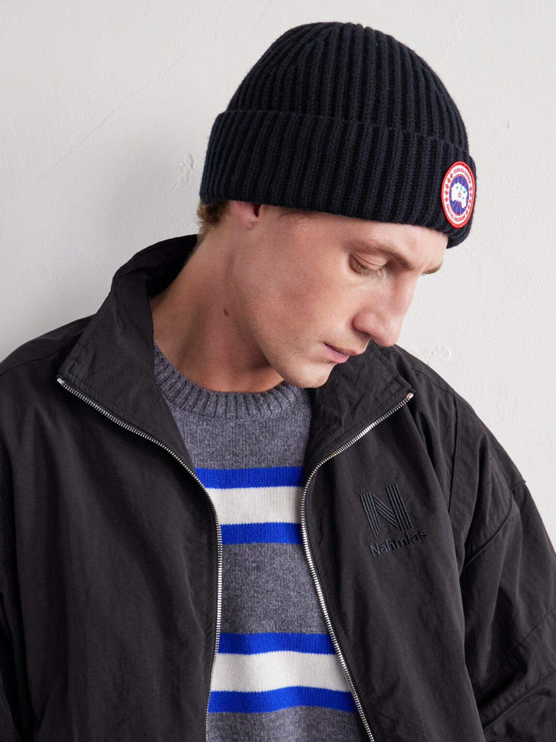 Canada Goose - Logo-Appliquéd Ribbed Wool and Cashmere-Blend Beanie - Black
