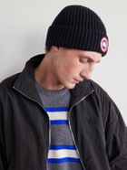 Canada Goose - Logo-Appliquéd Ribbed Wool and Cashmere-Blend Beanie - Black