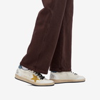 Golden Goose Men's Ball Star Leather and Suede Sneaker in White/Honey/Water Blue